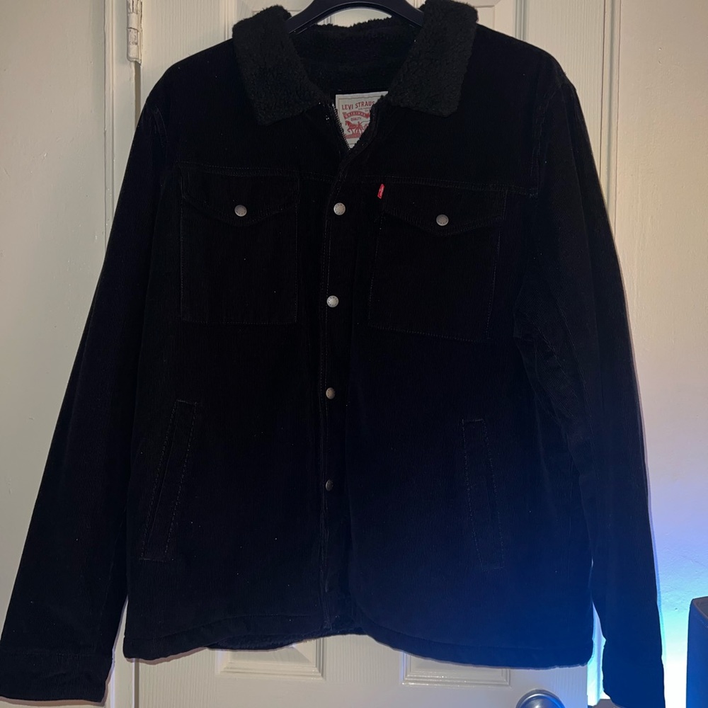 Levi's Men's Corduroy Sherpa-Lined Trucker Jacket Black XXL